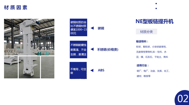 板鏈斗式提升機(jī)價(jià)格跟材質(zhì)有關(guān)